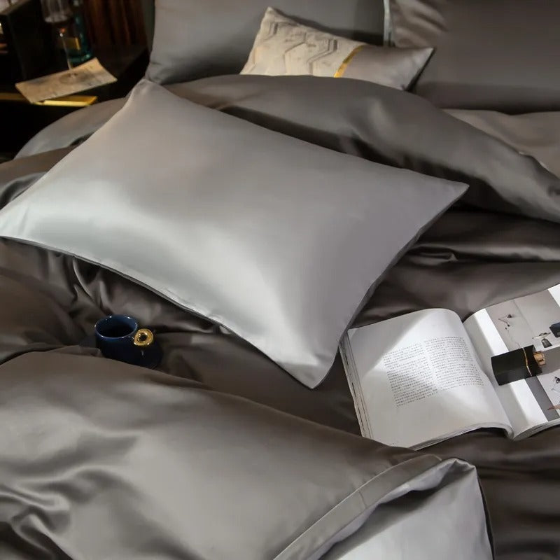 Bed Sheet Deep Grey Light Ultra Soft Luxury Egyptian Cotton Cover Full Size Set