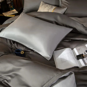 Bed Sheet Deep Grey Light Ultra Soft Luxury Egyptian Cotton Cover Full Size Set