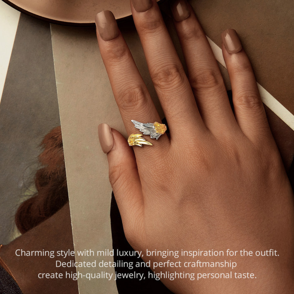 Veile Studios Original 14K Gold Plated Wing Opening Ring For Men And Women In Silver