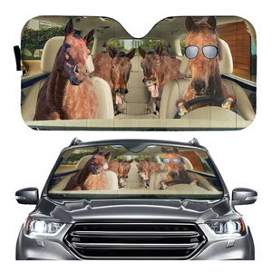 Funny Horse Driving 3D Printing Car Sun Visor Auto Decoration For Vehicle Parts Accessories