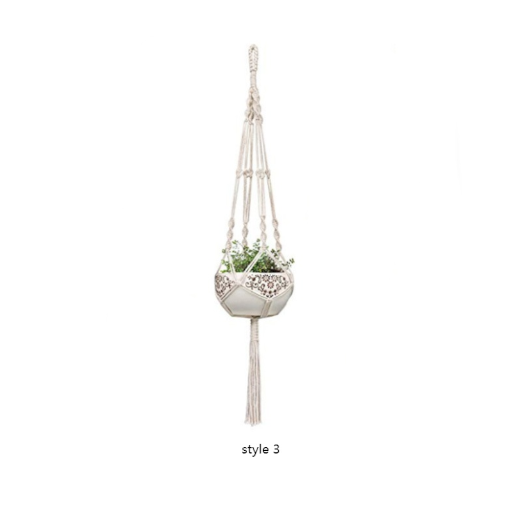 4 Pack Macrame Hanging Baskets Cotton Rope Plant Hanger For Home Decor