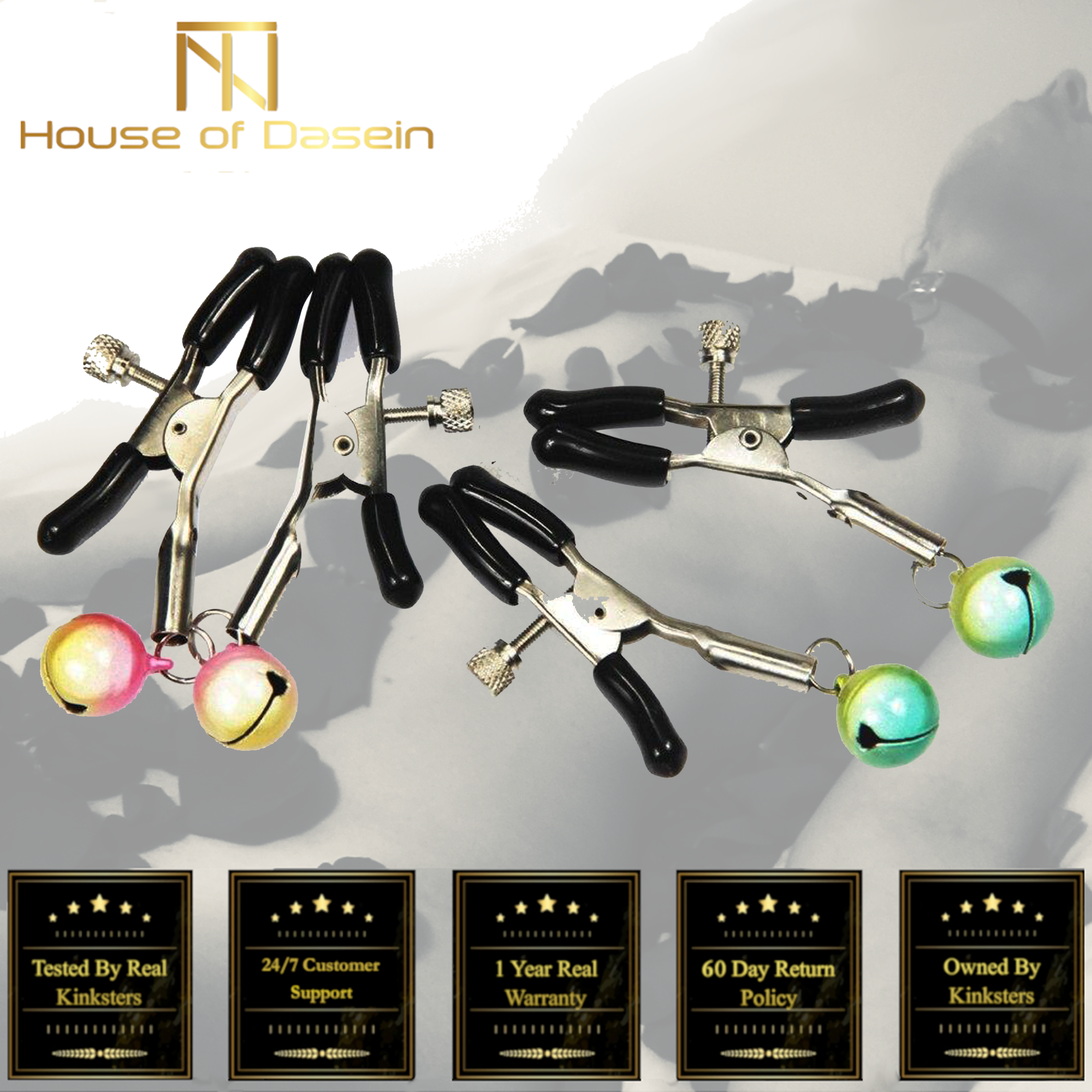 House Of Dasein Cute Bell Nipple Clamps Breast Play Bdsm Bondage Restraints