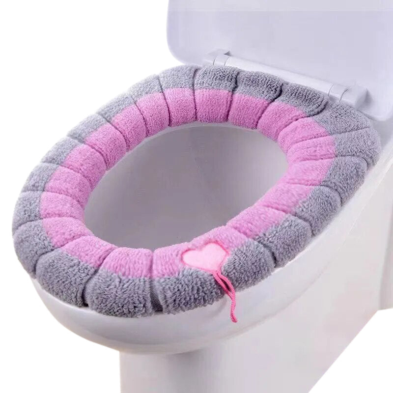 Toilet Seat Cover Pink Soft Warmer Washable Mat Cushion Accessories