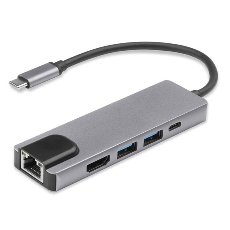 4K Hdmi Usb Type-C 5Ports Hub Ethernet Rj45 Lan Adapter For Macbook Thunderbolt 3