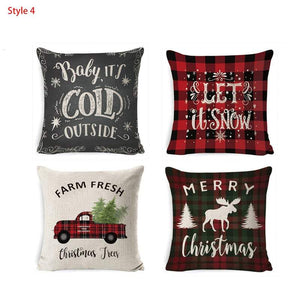 Set Of 4 Christmas Printed Cushion Covers Home Decor