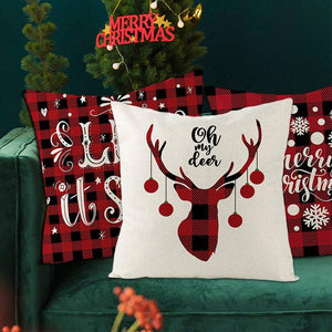 Set Of 4 Christmas Printed Cushion Covers Home Decor