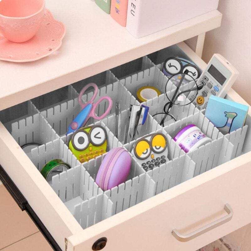 Room Dividers Screens 4Pcs / Set Diy Plastic Grid Drawer Organizer Adjustable Separators Household Locker Space Saving T