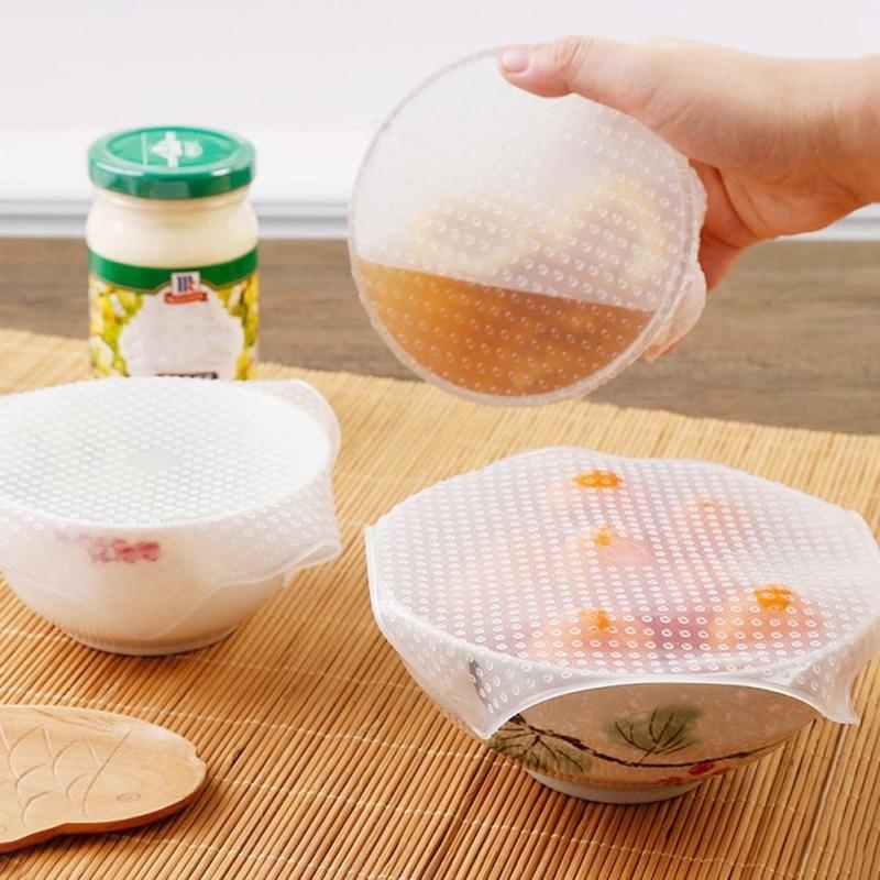 4Pcs / Set Reusable Silicone Bowl Cover Food Wrap Seal Vacuum Lid