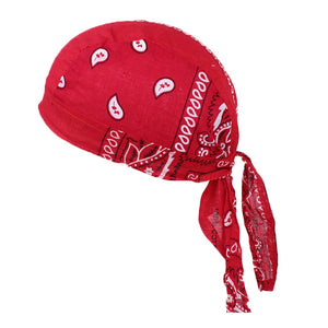 4Pcs Unisex Bandana Hat Cotton Durag Print Cap Turban Headwrap Headwear Red