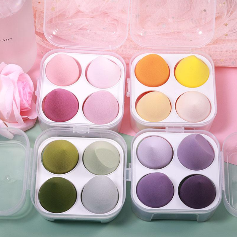 4Pcs Colourful Makeup Sponges Wet And Dry Up Tools