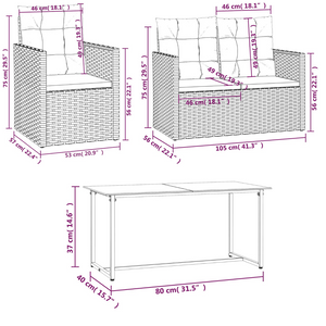 4 Piece Outdoor Lounge Set With Cushions Poly Rattan Grey