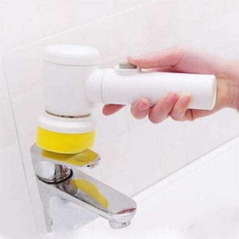 5 In 1 Magic Electric Cleaning Brush Bathroom Scrubber Kitchen Bathtub Cleaner White