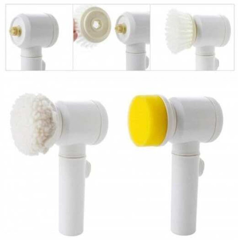 5 In 1 Magic Electric Cleaning Brush Bathroom Scrubber Kitchen Bathtub Cleaner White