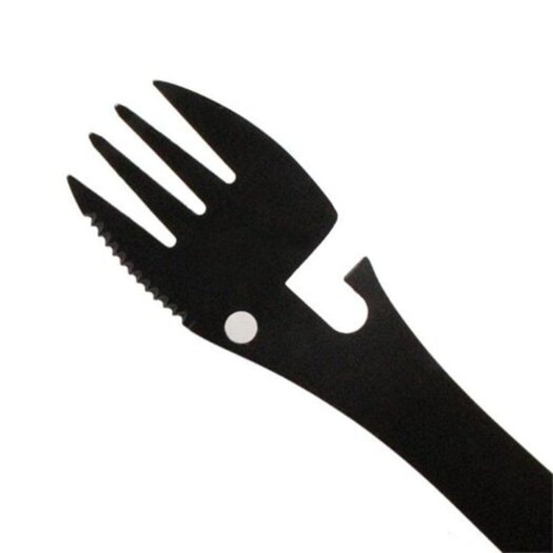 5 In 1 Outdoor Camping Survival Tool Fork Knife Spoon Bottle / Can Opener Black