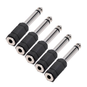 5 Pcs Headphone Jack Adapter Audio Stereo Plug 6.5Mm Male To 3.5Mm Female Earphone Converter Black