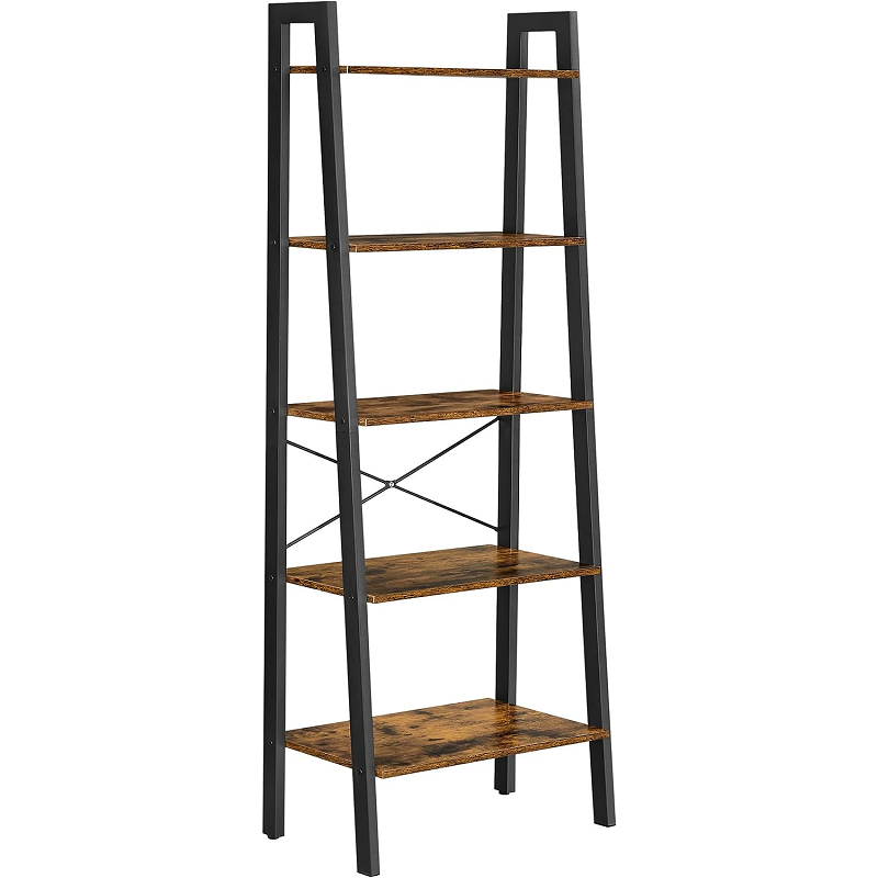 5-Tier Industrial Bookcase Rustic Brown