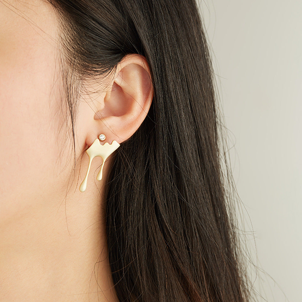 Veile Studios Honey Drop Asymmetric Sterling Silver Earrings Fashionable Commuter Style