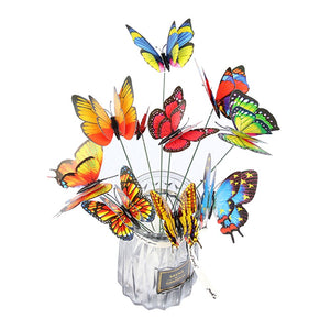 50 Pieces Double Layer Wings Butterfly Stakes Waterproof Garden Ornaments