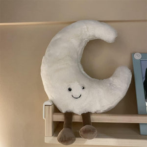 Plush Moon Shape Pillow With Legs Soft Cushion For Garden Decor