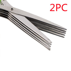 Multifunctional Layer Green Onion Scissors Stainless Steel Kitchen Gadgets