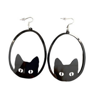 Veile Studios Acrylic Dangle Earrings Round Asymmetric Black Animals Drop Jewellery