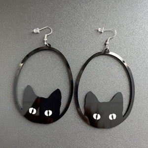 Veile Studios Acrylic Dangle Earrings Round Asymmetric Black Animals Drop Jewellery