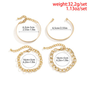 Veile Studios Simple And Smooth C Shaped Hollow Chain Bracelet Set For Fashion Jewellery