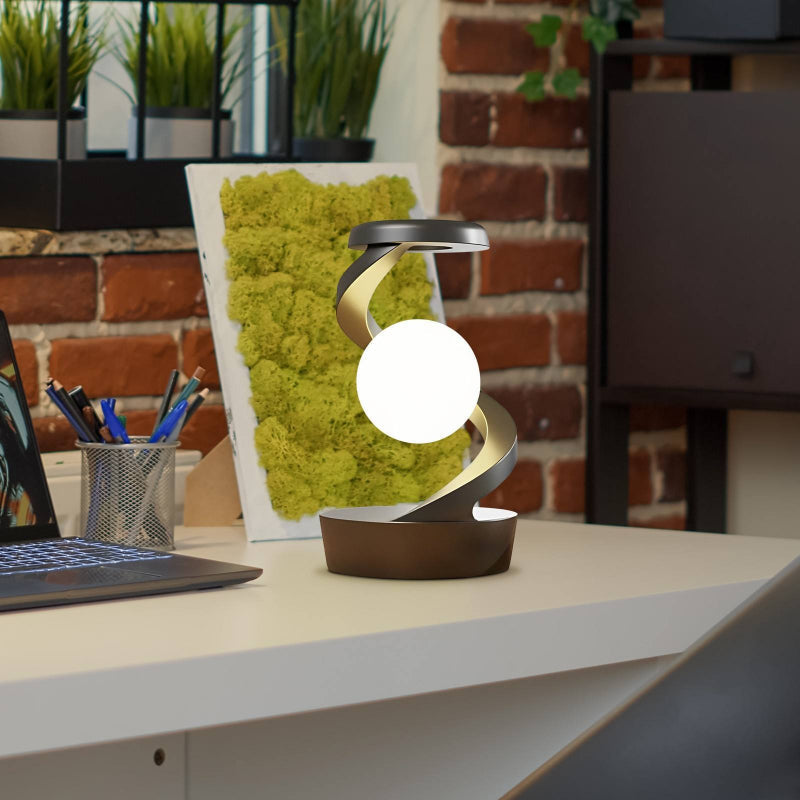 Rotating Moon Desk Lamp With Wireless Charging Sensor Control Table