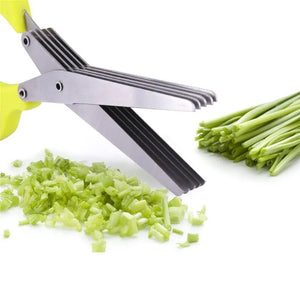 Multifunctional Layer Green Onion Scissors Stainless Steel Kitchen Gadgets