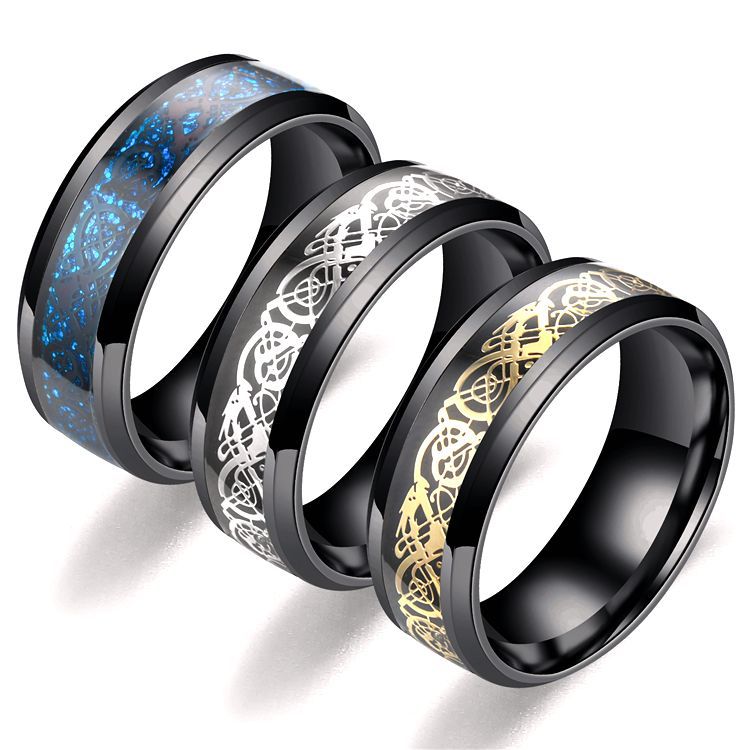 Dragon Pattern Men Stainless Steel Rings Jewellery