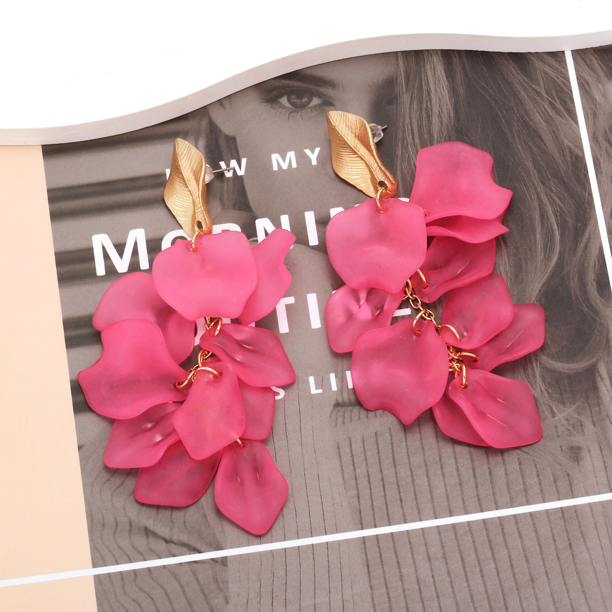 Veile Studios Seaside Bloom Acrylic Petal Tassel Long Style Drop Earrings For Women Jewelry