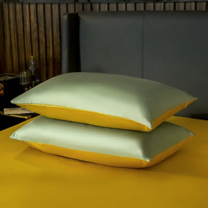 Bed Sheet Green Yellow Ultra Soft Egyptian Cotton Cover Full Size Set