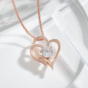 Veile Studios Zircon Double Love Necklace With Rhinestones Heart Shaped Jewelry For Women