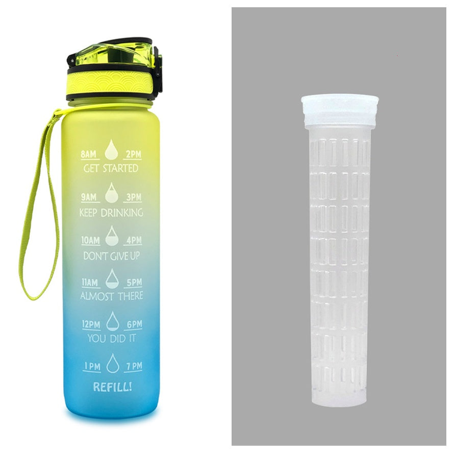 1 Litre Tritan Water Bottle With Time Marker For Sports And Fitness Activities