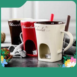 Fondue Mug Set Personal Mini Pots Chocolate Cheese Ice Cream Maker Kit