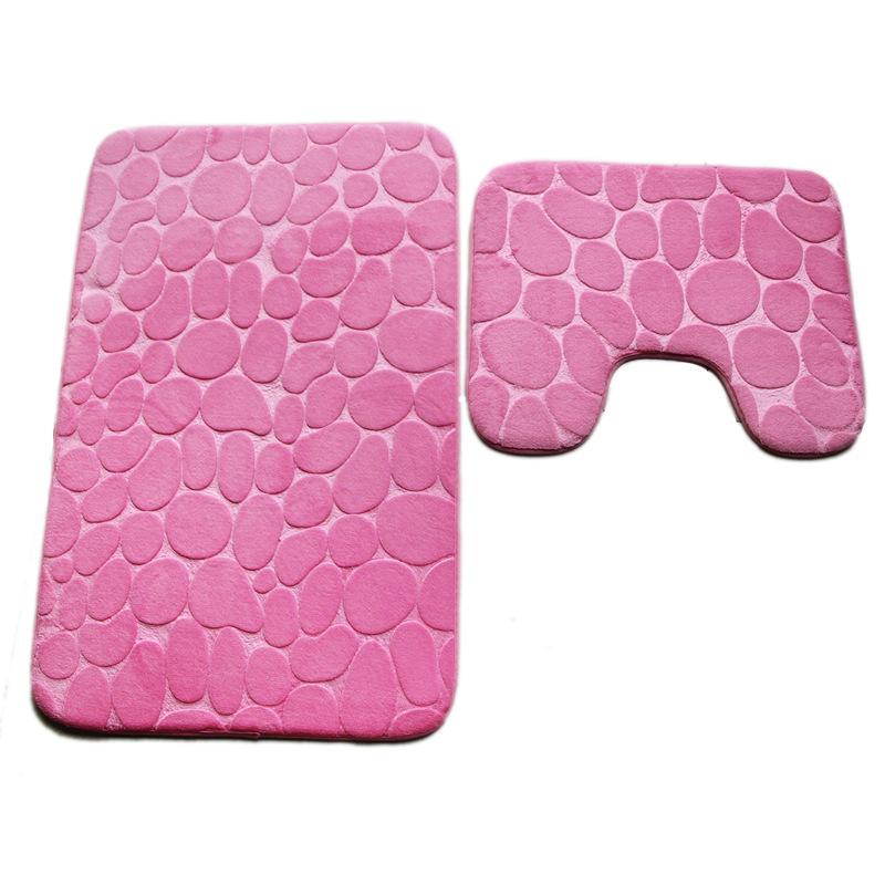 Pebbles Bath Mat Set Bathroom Square Shaped And U Non Slip Floor Mats