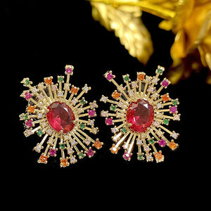 Veile Studios Fireworks Earrings Sparkling Hollow Zircon Copper For Various Occasions