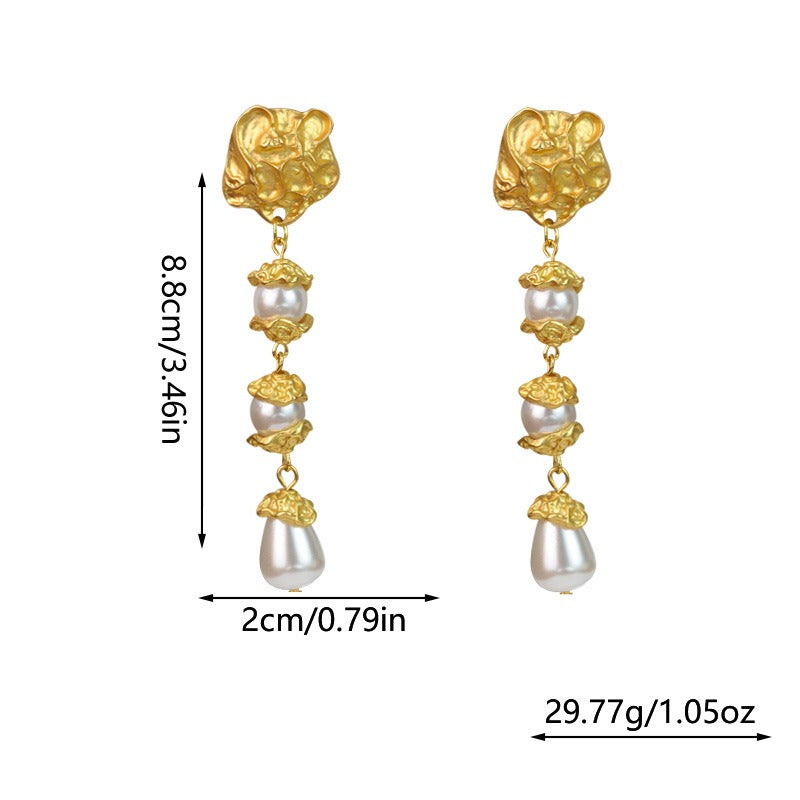 Veile Studios Floral Pearl Earrings Non Fading Alloy High End Design Trendy Accessories