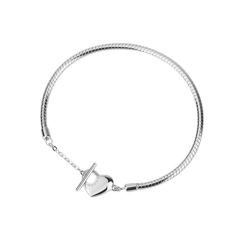 Veile Studios S925 Love Hollow Letter Bracelet For Men And Women Ot Buckle Simple Hand Jewelry