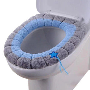 Toilet Seat Cover Blue Soft Warmer Washable Mat Cushion Accessories