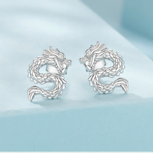 Veile Studios Silver Charm Chic Style Flying Dragon Pure Ear Studs Earrings Jewellery