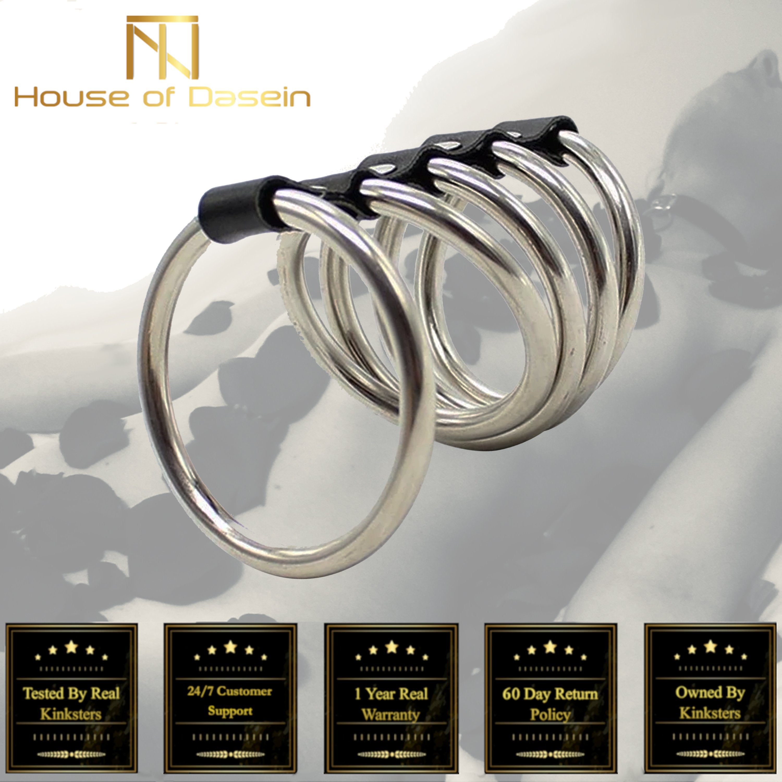 5 Metal Cock Rings Stainless Steel Penis Cage Male Chastity Device Bdsm