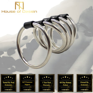 5 Metal Cock Rings Stainless Steel Penis Cage Male Chastity Device Bdsm