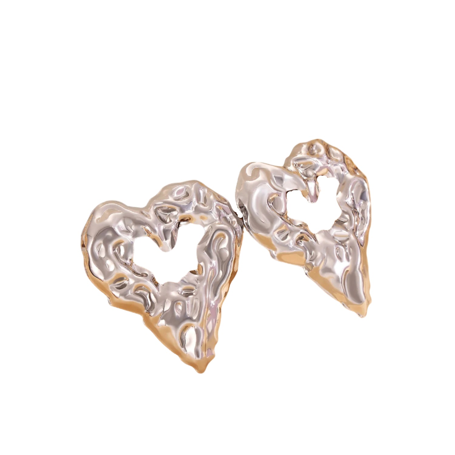 Veile Studios New Pleated Lava Hollow Heart Shaped Earrings For Women Valentine's Day Jewelry