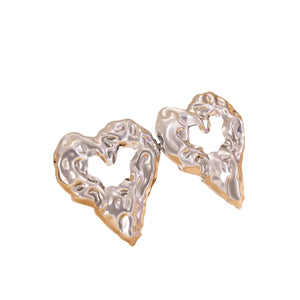 Veile Studios New Pleated Lava Hollow Heart Shaped Earrings For Women Valentine's Day Jewelry