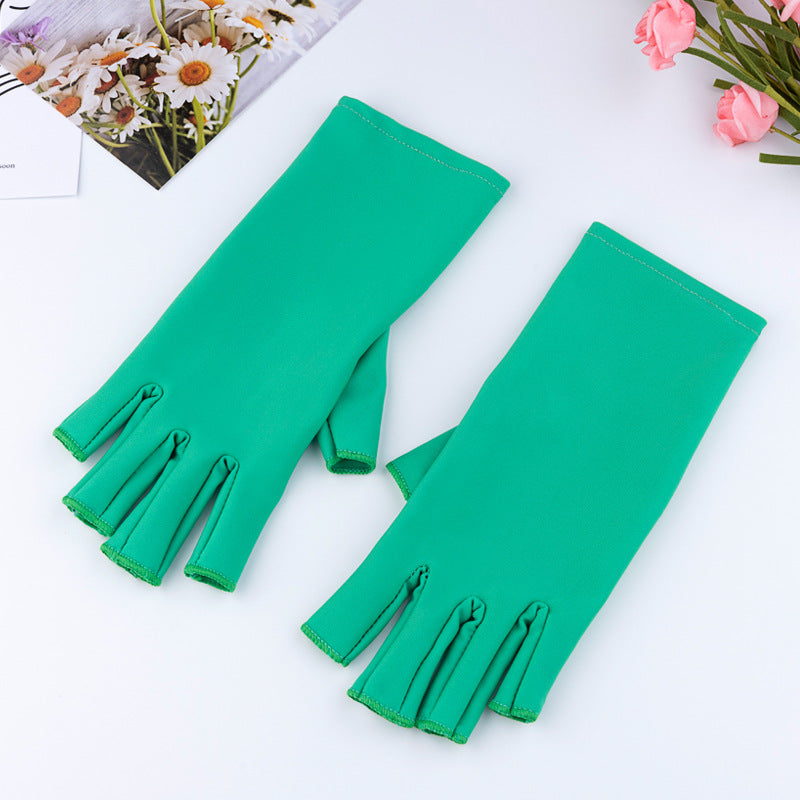 Manicure Uv Protection Gloves Half Finger Clothing In Various Colours