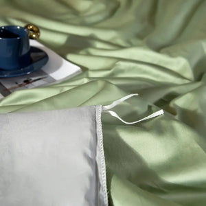Bed Sheet Green Light Grey Ultra Soft Egyptian Cotton Cover Full Size Set