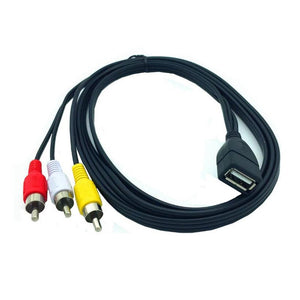 1.5M Usb A Female To 3 Rca Phono Av Cable Lead Pc Tv Aux Audio Video Adapter