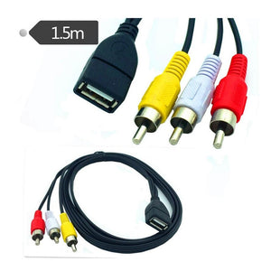 1.5M Usb A Female To 3 Rca Phono Av Cable Lead Pc Tv Aux Audio Video Adapter