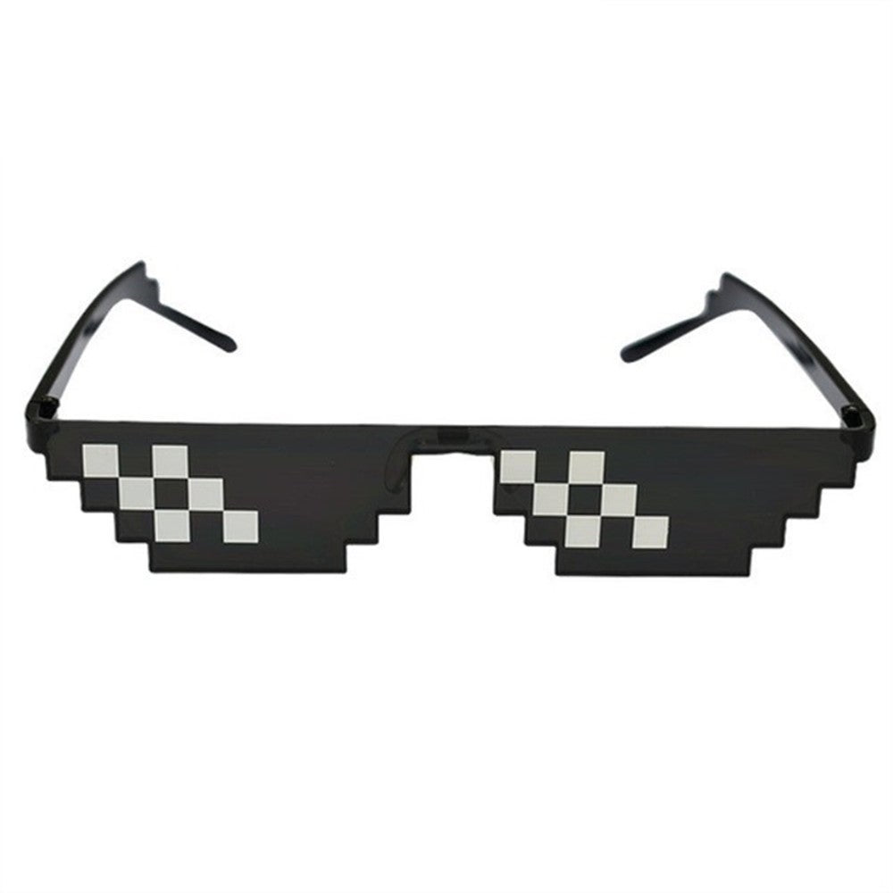 5Pcs Sunglasses Trick Toy Thug Life Mosaic Strips Glasses Funny Pixel Unisex Black Outdoor Goggles